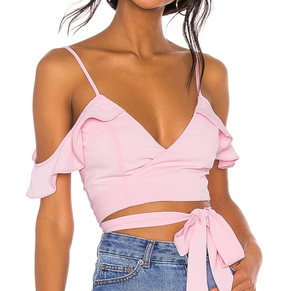 superdown Tops - Tiffani Wrap Tie Top in Pink